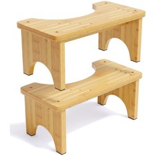Bamboo Toilet Stool 2 Pack - 7 Inch Squatting Step
