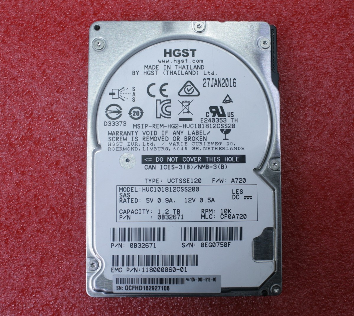 LOT OF 16 HUC101812CSS200 0B32671 HGST 1.2TB 10K 12GB/S SAS 2.5