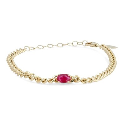 Meira T ovale Form Rubin Kubanische Gliederkette Armband 14K Gelbgold