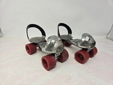Vintage 1960s Super Skates Clamp On Adjustable Roller Skates Red Wheels