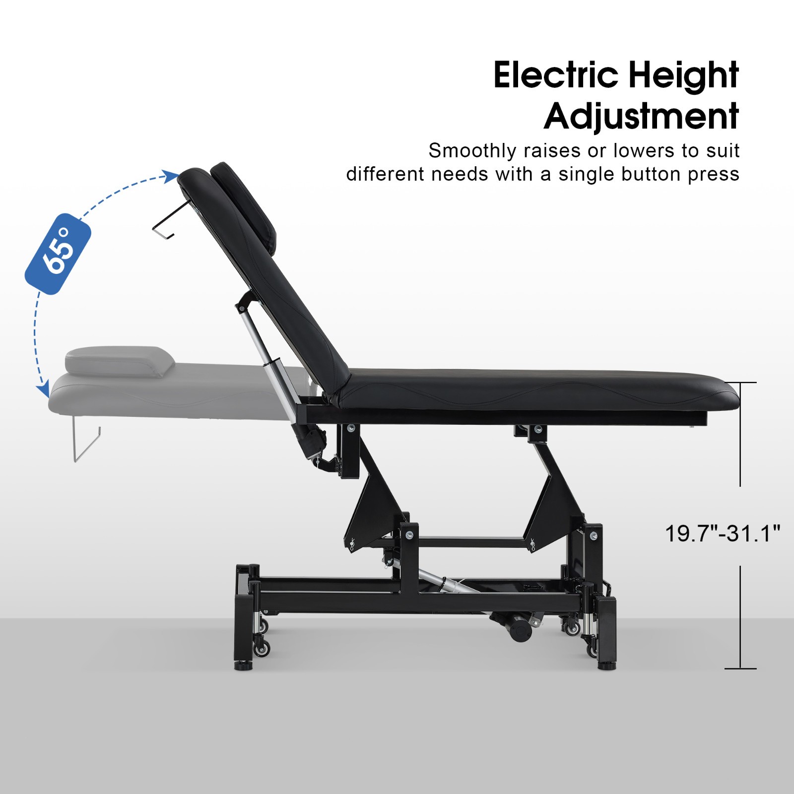 Adjustable Wheeled Electric Facial Bed, Electric Salon Spa Bed with Dual Motors