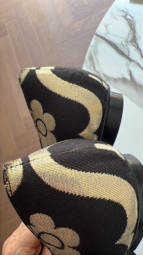 Pollini made in Italy Satin/Leather Black Gold Shoes Size 40/UK 7 - Picture 11 of 23