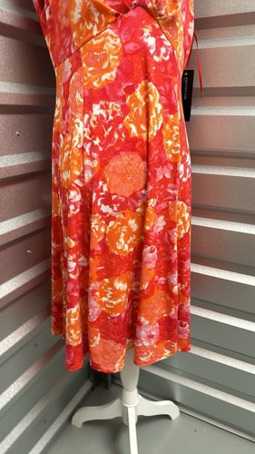 NWT Jones New York Dress Y2K Floral V Neck MIDI Dress Colorful Stretch Size 12 - Picture 3 of 10