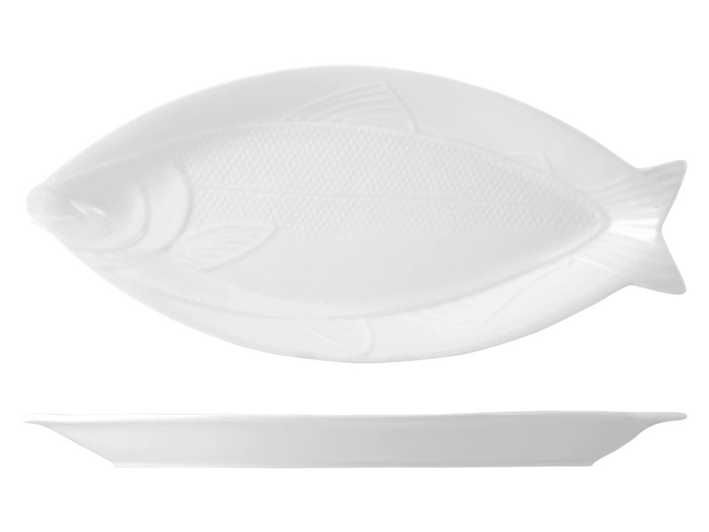 H&H Plate in Porcelain 49x22 Cm White