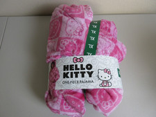 Hello Kitty Pink Checkered One-Piece Pajama Hooded - Size XL - Pink NWT