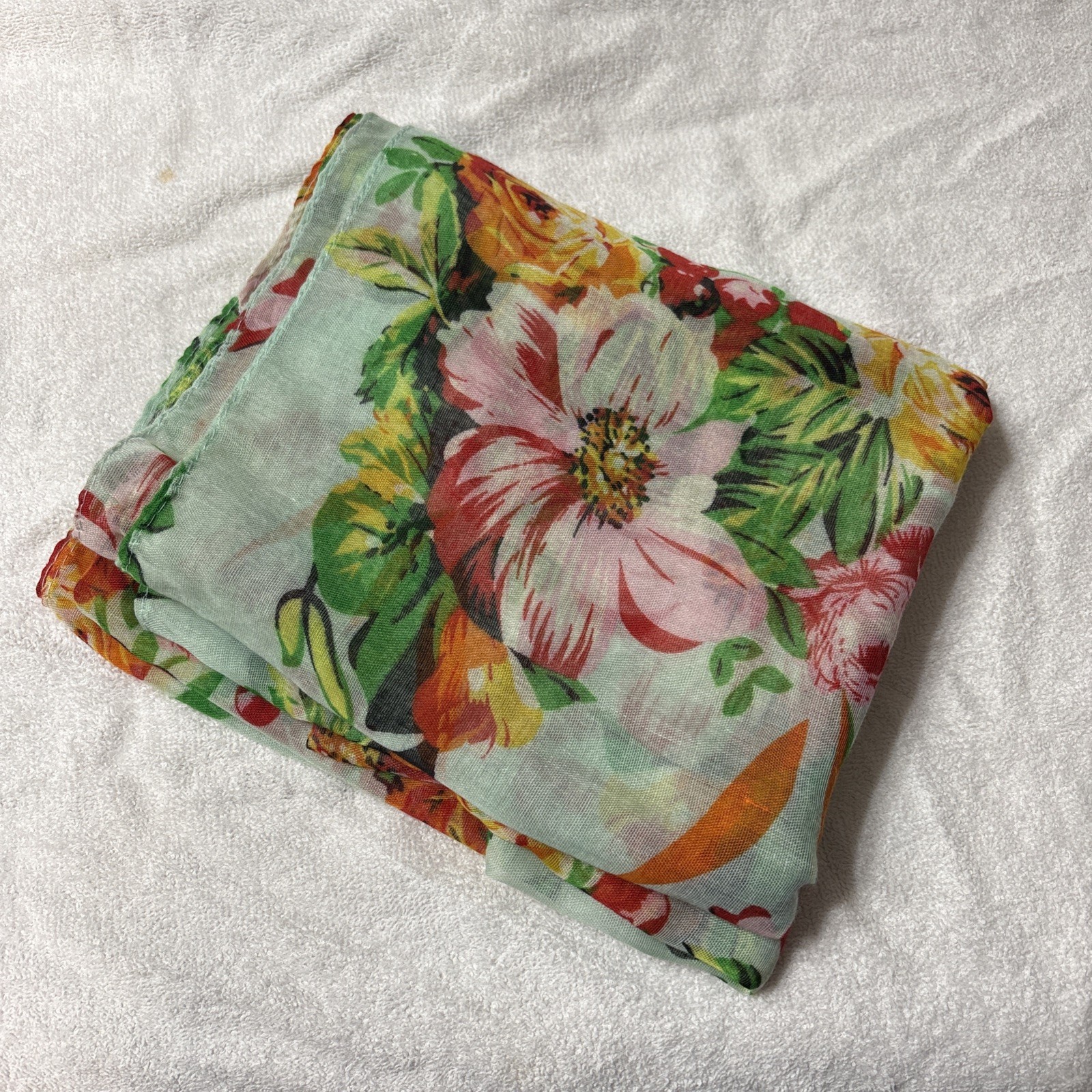 Floral Viscose Scarf Colorful Flowers Soft