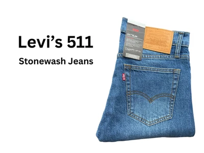 LEVI'S Levis 511 Mens Original Stonewash Jeans Slim Fit Designer Denim Pants 045115856