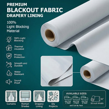 99.9 Blackout Drapery Lining Fabric White Sold by Yard 55" wide light weight