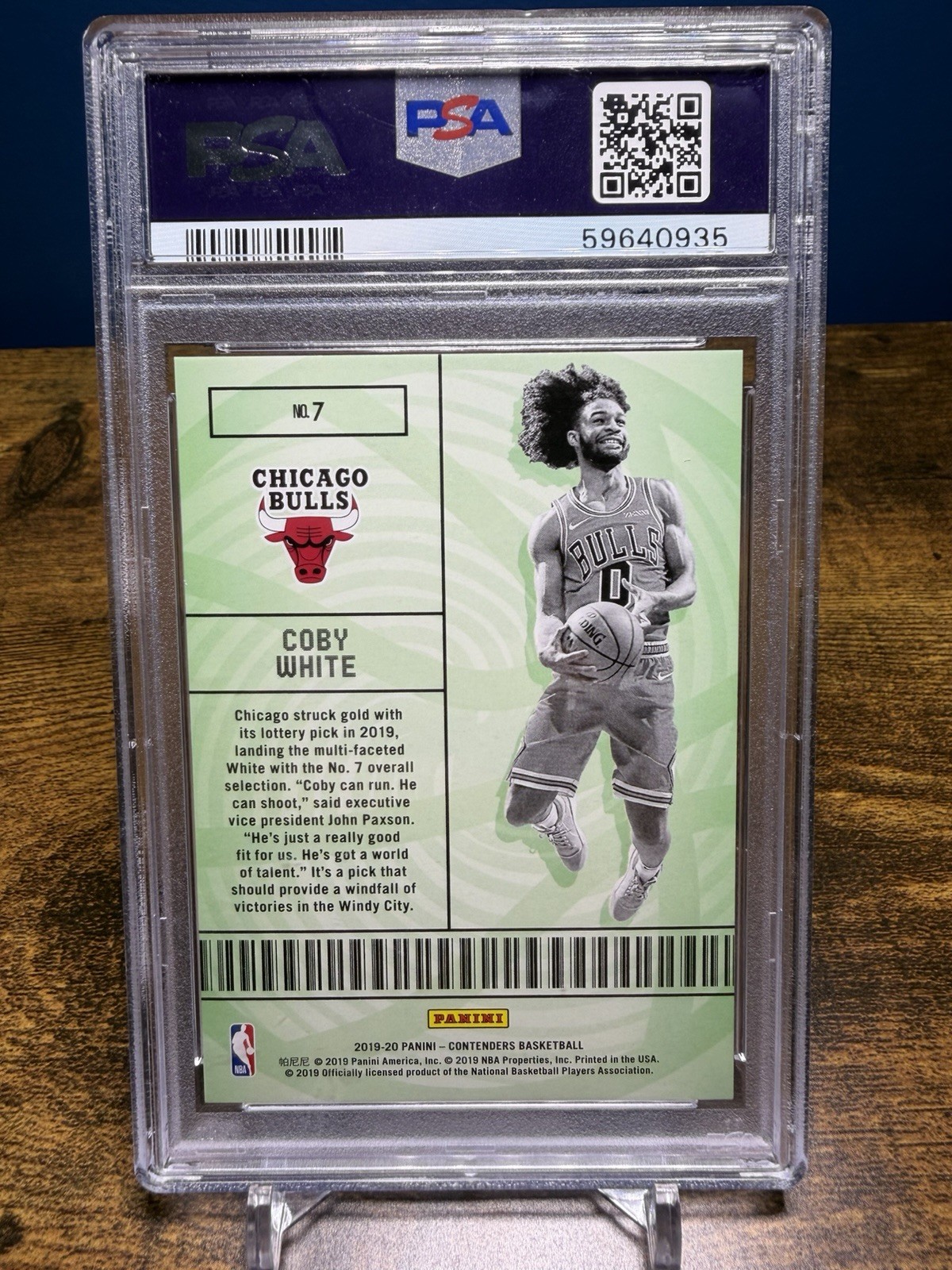Panini 2019-20 Contenders Coby White Lottery Ticket #7 RC PSA 10 Bulls view 2