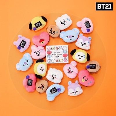BTS BT21 Official Goods RANDOM FACE PLUSH BROOCH TODAY'S FACE 1P + Tracking Num