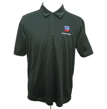 Chevron Polo Shirt Mens Large Black Short Sleeve Gas & Oil Employee Work Uniform