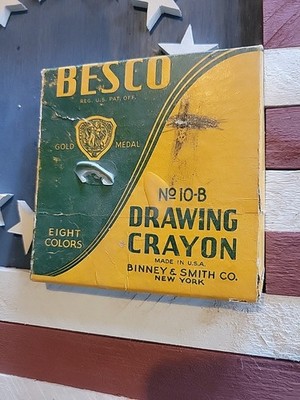 Vintage Besco NO 10-B Anti-Roll Drawing Crayons  Binney & Smith New York