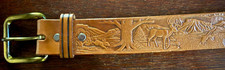 Beautiful Western Tooled Embossed Wildlife Leather Belt New WOT Size 36