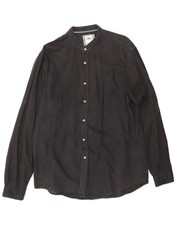 ZARA Mens Relaxed Fit Shirt Large Black Linen BE06