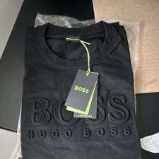 BOSS Men's Black Crew Neck Pullover Sweatshirt Logo Solid Long Sleeve Regular