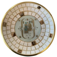 VTG Georges Briard Signed Mid Century Modern Mosaic Tile Round Tray Retro 6”