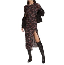 Free People Briella Midi Dress in Twilight Combo Medium M Black Multi Womens