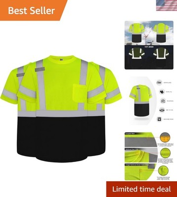 Hi Vis Shirts for Men & Women, Short Sleeve Class 3 High Visibility Safety Sh...