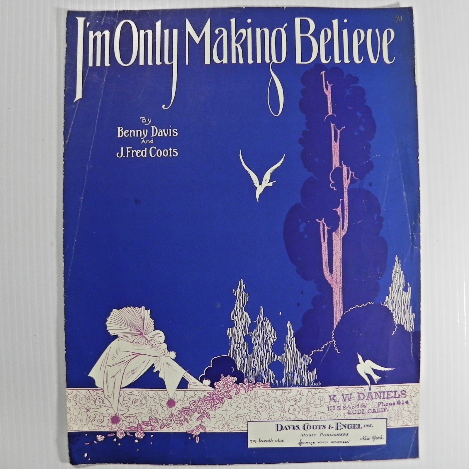 I'm Only Making Believe 1929 Vintage Sheet Music By Davis & Coots Nice Art!