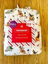 Peppermint Place Christmas Cats 100 Cotton Brushed Flannel 4 pc FULL Sheet Set