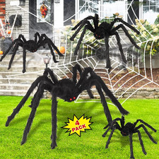 ?4 Pcs? Halloween Giant Spider Decorations, Lifelike Hairy Spide, Halloween Deco