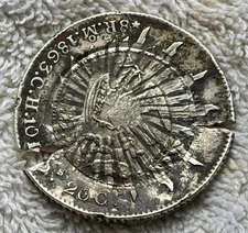 MEXICO 8 REALES C.H MO 1883  CONTRAMARK  SILVER