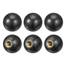 6Pcs 1.37Inch Dia M10 Female Thread Thermoset Ball Knobs Black