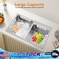 Double Bowl Stainless Steel Drop-in Kitchen Sink Dishwasher Vegetable Sink Home