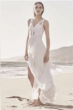 BCBG Juliana White Gown Slit Cutouts 2