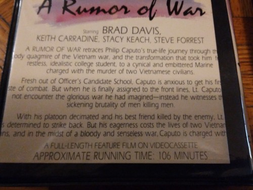 Beta Betamax - (Not VHS) "A Rumor Of War" Brad Davis, Carradine, Stacy Keach.. - Foto 7 di 10