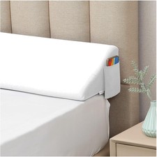 Luxurious King Bed Wedge Pillow: 0-6" Gap Filler with Removable Cover, White