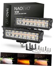 6in LED Light Bar, 50W 4000LM LED Off Road/Fog/Driving Lights, White Amber