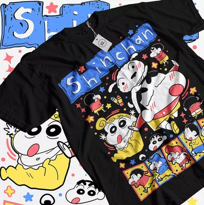 Crayon Shin Chan T-Shirt Shimamura Funny Anime Japan Kawaii Gift Shirt Black