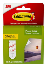 Command Poster Strips Value Pack, 60 Strips Damage-Free Poster Hangers, No Tools 0.21 per strip