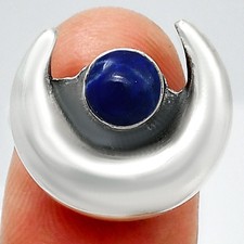 Moon Shape Natural Gemstone Ring 925 Sterling Silver Handmade Jewelry AGR1032