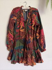 Farm Rio Leopard Jungle Long Sleeve Mini Dress SZ Small