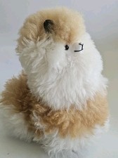 Real Alpaca Llama Fur 8" Figure Display Figurine Verry Soft Stuffed Animal