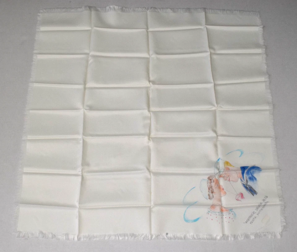 Vintage Silk Scarf 1940s Hand Painted US Naval Air Station Argentia Newfoundland - Image 3 of 4