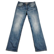 Bke Mens Jeans Sz 33l 33x33 Jake Bootleg Bootcut Blue Distressed Denim Buckle Bke Mens Jeans Sz 33l 33x33 Jake Bootleg Bootcut Blue Distressed Denim Buckle