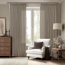Taupe Linen Curtains 86 Inch Length 2 Panels Set for Living Room Pinch Pleated S