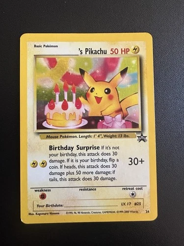 Pokémon Pikachu Birthday Black Star Promo Card #24 Holo Vintage Ungraded 1999