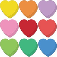 108 Pcs Heart Cutouts Paper 3.5 Inch, Colorful Die Cut for Boards
