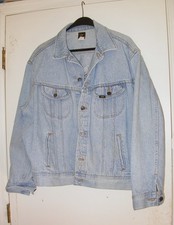 Vintage Lee Riders Denim Jacket Mens XL Made in USA LT Wash **custom Embroidery*