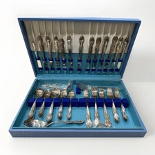 65 PC Wm Rogers MFG Co Reinforce Silver Plate AA Vintage Set w/ Case