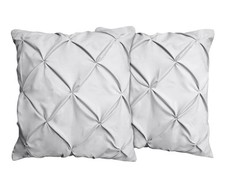 Euro Sham Covers 26x26 Set of 2 Silver Grey Pinch Pleated 600 TC 100 Egyptia...