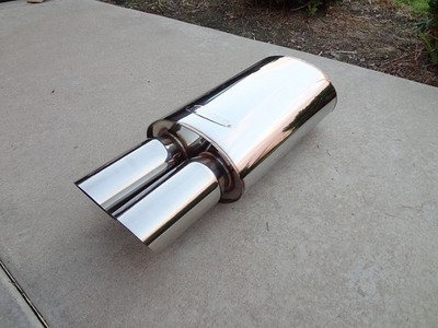 BMW E39 E38 E46 E90 E92 E60 E64 E36 M3 M5 X5 Dual 3'' Slant Tip Exhaust Muffler