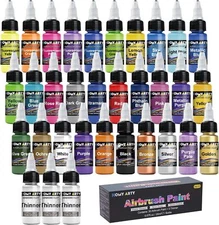 Airbrush Paint - 30 Colors with 3 Thinner, Ready to Spray Airbrush Paint Set, Wa