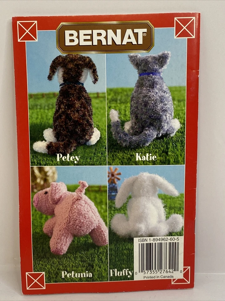Bernat Knitting Patterns ANIMAL FARM Dog Cat Pig Bunny Book #530131 - Image 2 of 4