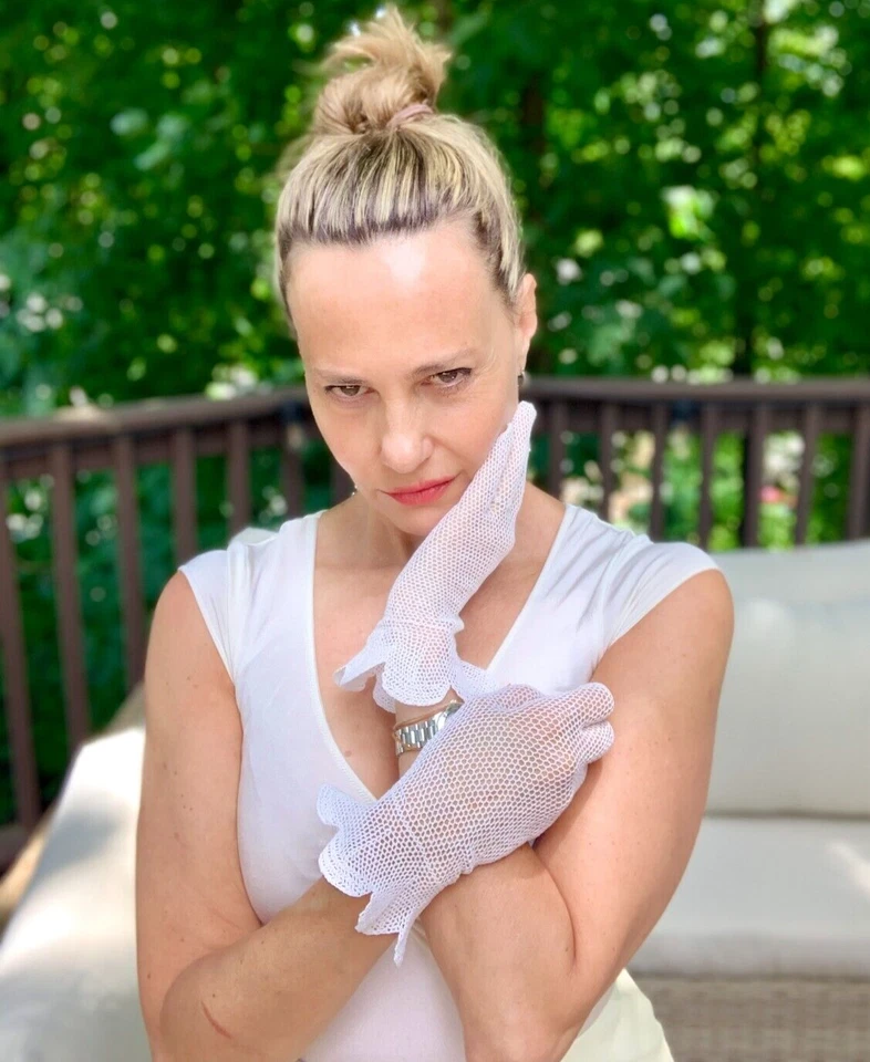 Guantes de malla años 60 blancos - pequeños - guantes de malla vintage Foto 2 de 4