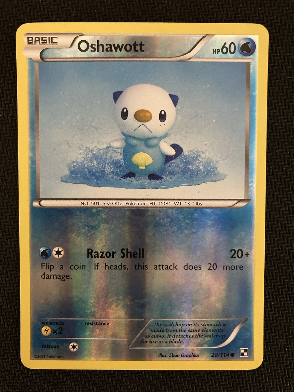 Pokemon Oshawott 28/114 Black and White Reverse EXC/LP